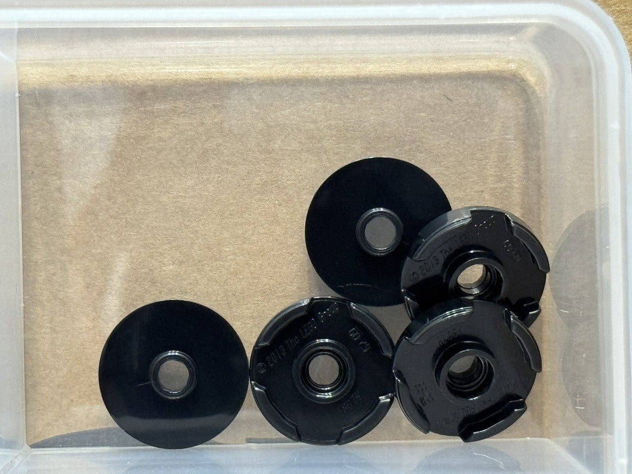 LEGO Parts - Black Tile, Round 2 x 2 with Open Stud - No 18674 - QTY 5