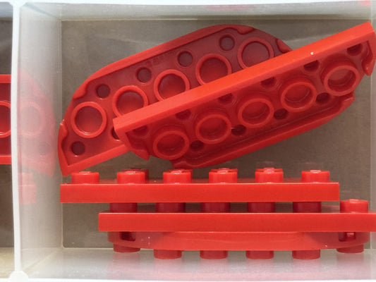 LEGO Parts - Red Plate, Round Corner 2 x 6 Double - No 18980 - QTY 5