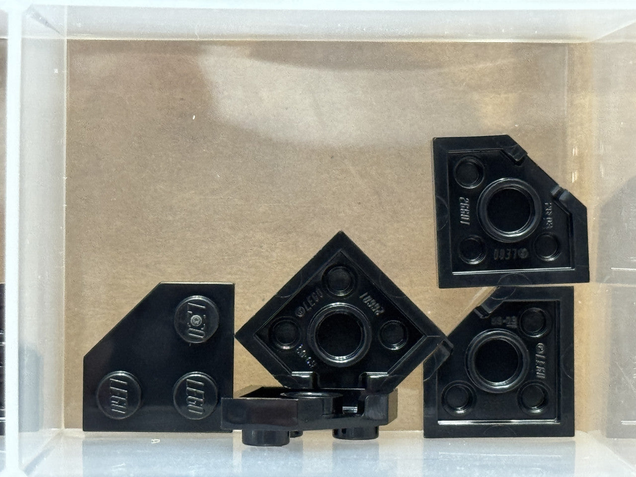 LEGO Parts - Black Wedge, Plate 2 x 2 Cut Corner - No 26601 - QTY 5