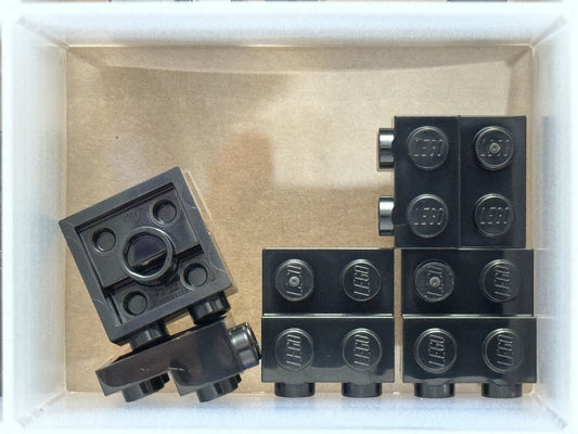 LEGO Parts - Black Plate 2 x 2 x 2/3 with 2 Studs on Side - No 4304 - QTY 5