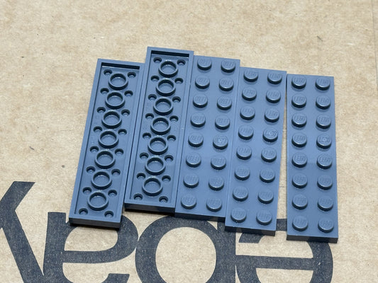 LEGO Parts - Dark Bluish Gray Plate 2 x 8 - No 3034 - QTY 5