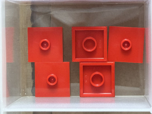LEGO Parts - Red Plate 2 x 2 1 Stud in Center (Jumper) - No 87580 - QTY 5