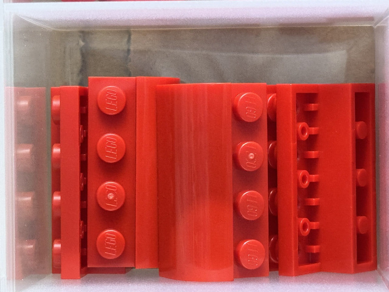 LEGO Parts - Red Slope, Curved 2 x 4 x 1 1/3 4 Recessed Studs - No 6081 - QTY 5