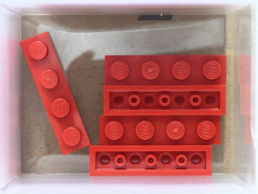 LEGO Parts - Red Plate 1 x 4 - No 3710 - QTY 5
