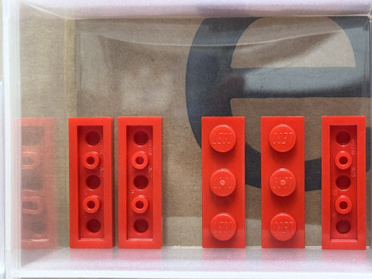 LEGO Parts - Red Plate 1 x 3 - No 3623 - QTY 5