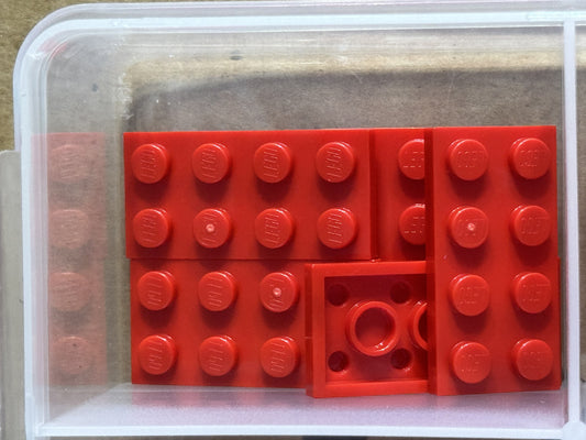 LEGO Parts - Red Plate 2 x 4 - No 3020 - QTY 5