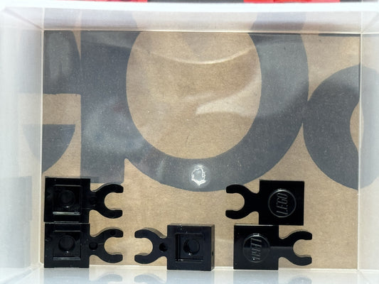 LEGO Parts - Black Plate 1 x 1 with Open O Clip Thick - No 4085d - QTY 5