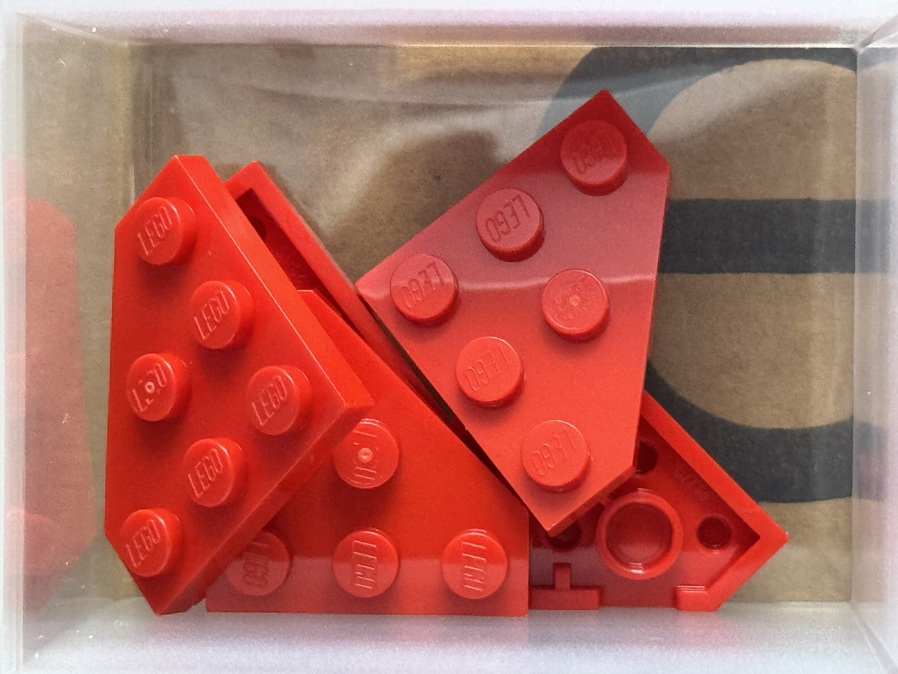 LEGO Parts - Red Wedge, Plate 3 x 3 Cut Corner - No 2450 - QTY 5