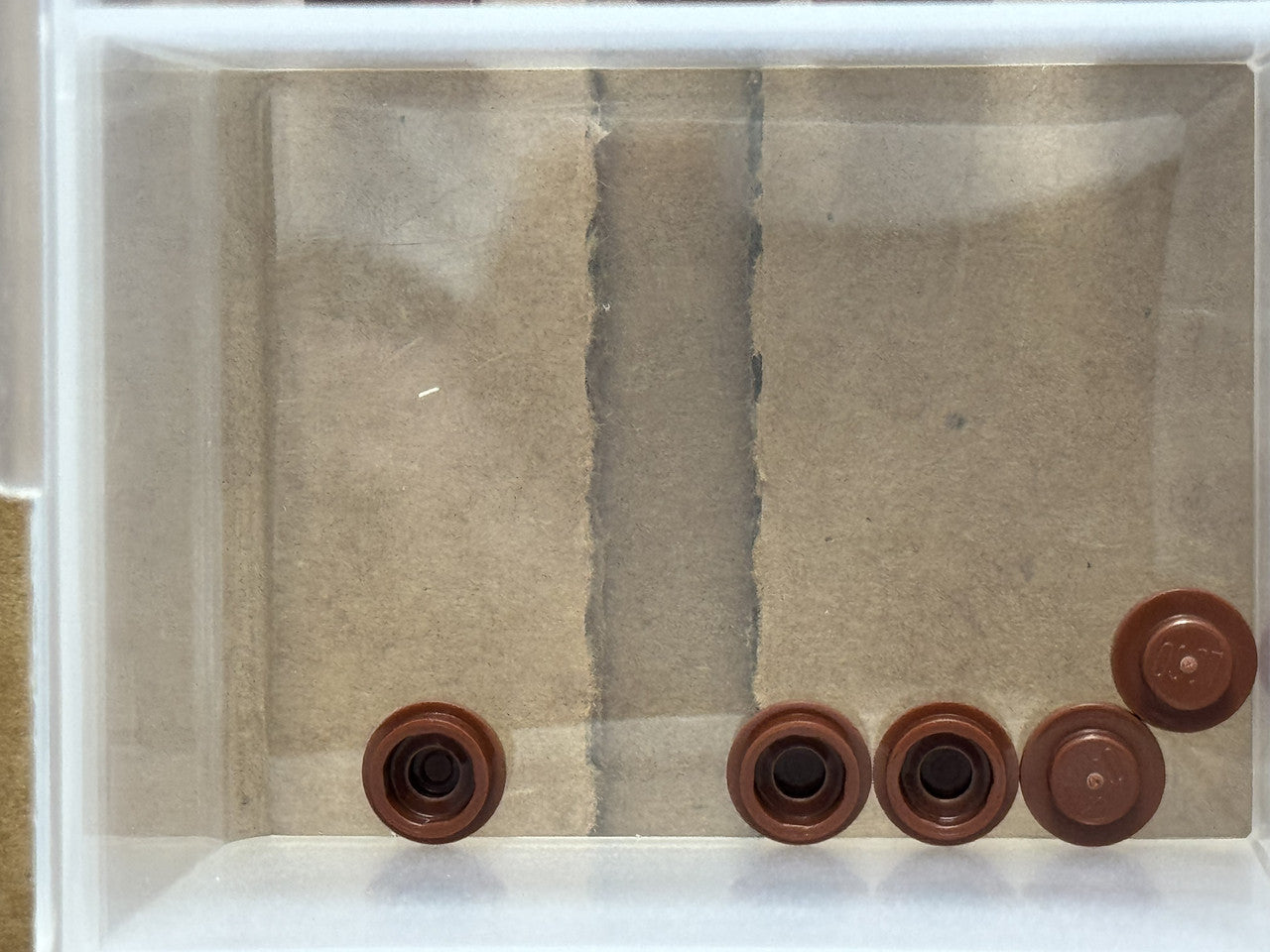 LEGO Parts - Reddish Brown Tile, Round 1 x 1 Bar Pin Hole - No 20482 - QTY 5