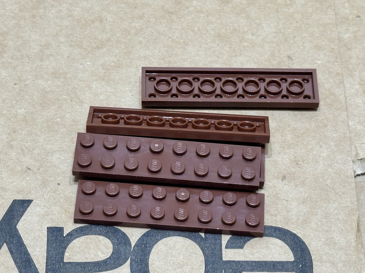LEGO Parts - Reddish Brown Plate 2 x 8 - No 3034 - QTY 5