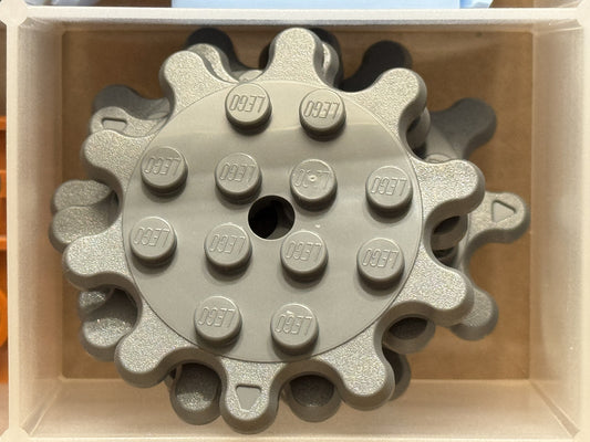 LEGO Parts - Dark Bluish Gray Plate, Round 4 x 4 Gear 10 - No 35443 - QTY 5
