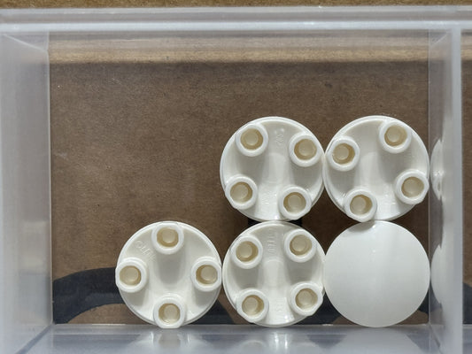 LEGO Parts - White Plate, Round 2 x 2 (Boat Stud) - No 2654 - QTY 5