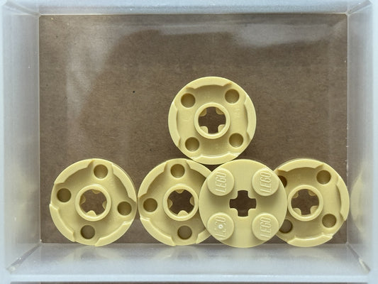 LEGO Parts - Tan Plate, Round 2 x 2 with Axle Hole - No 4032 - QTY 5