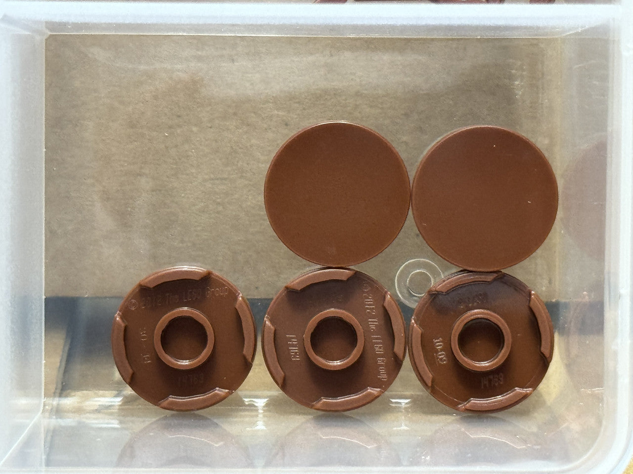 LEGO Parts - Reddish Brown Tile, Round 2 x 2 - No 14769 - QTY 5