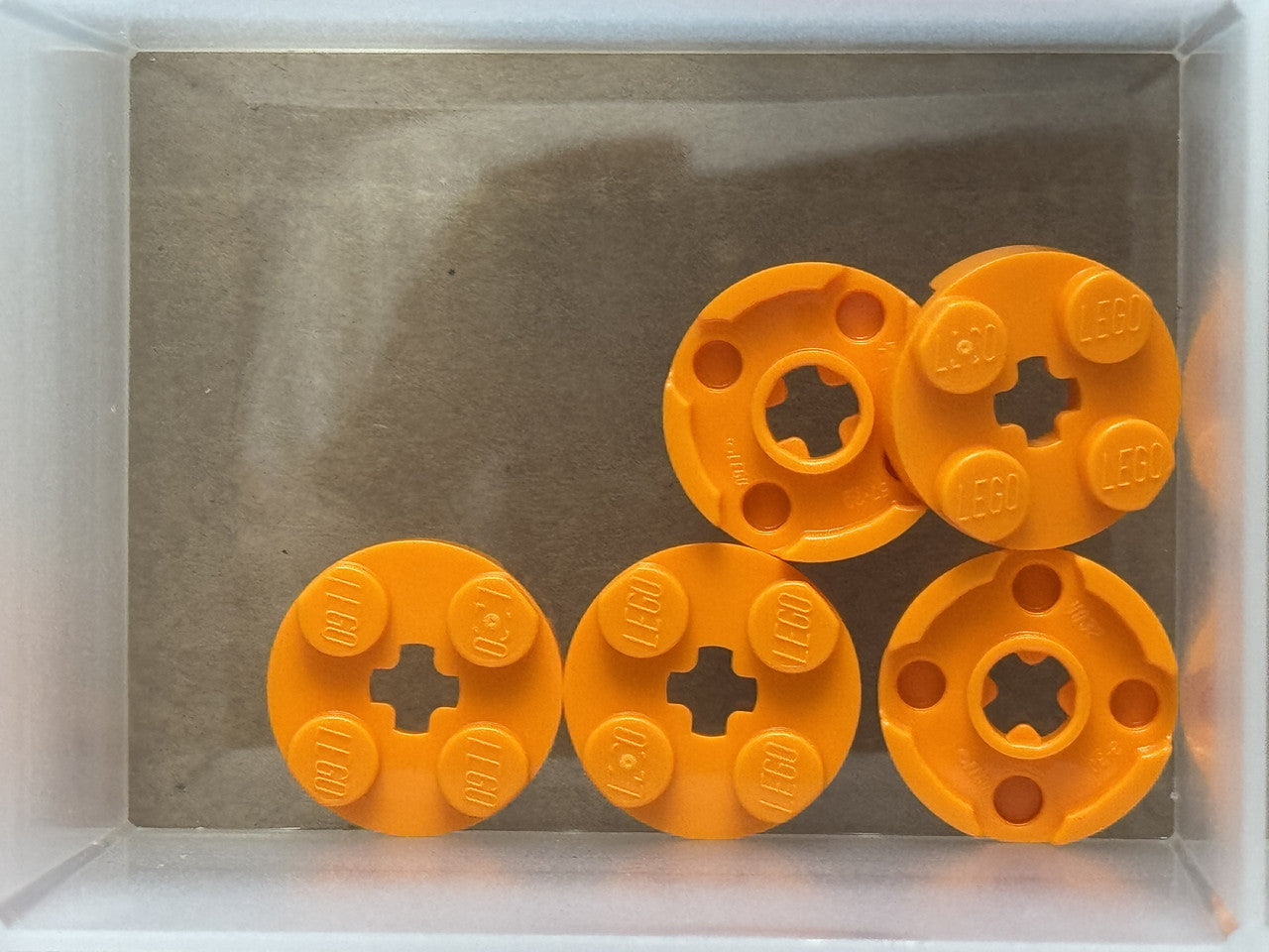 LEGO Parts - Orange Plate, Round 2 x 2 with Axle Hole - No 4032 - QTY 5