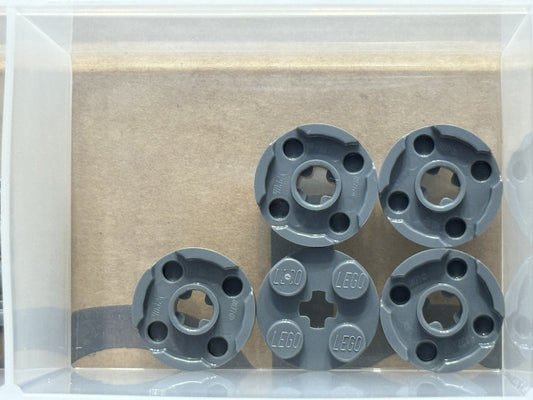 LEGO Parts - Dark Bluish Gray Plate, Round 2 x 2 Axle Hole - No 4032 - QTY 5