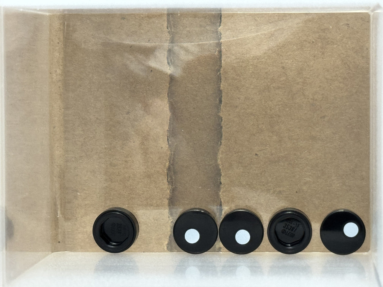 LEGO Parts - Black Tile, Round 1 x 1 Small White Circle - No 98138pb097 - QTY 5