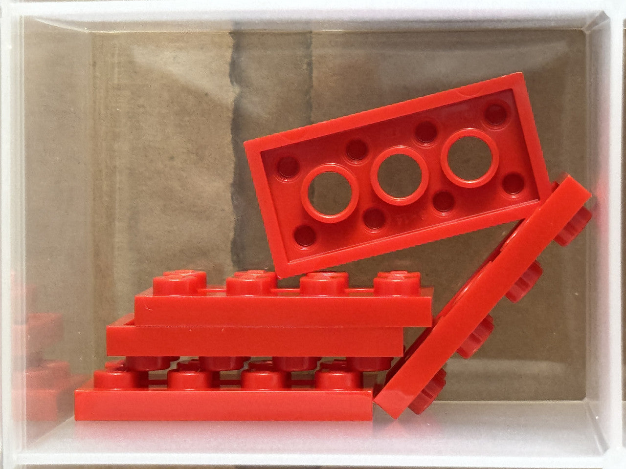 LEGO Parts - Red Technic, Plate 2 x 4 with 3 Holes - No 3709 - QTY 5