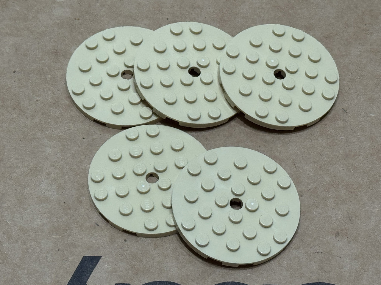 LEGO Parts - Tan Plate, Round 6 x 6 with Hole - No 11213 - QTY 5