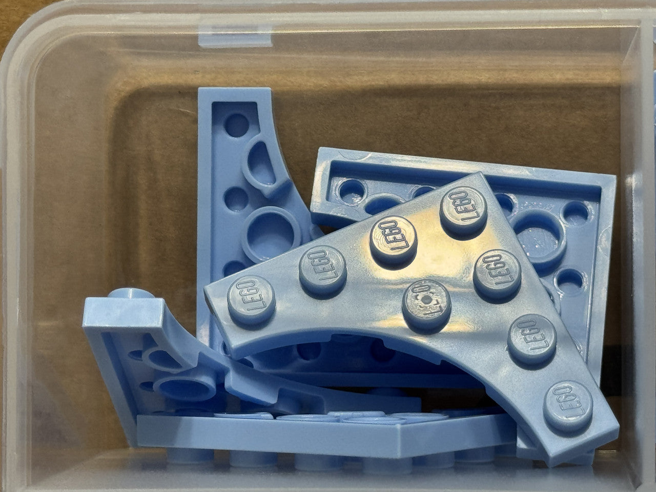 LEGO Parts - Bright Light Blue Plate 4 x 4 3 x 3 Cutout - No 35044 - QTY 5