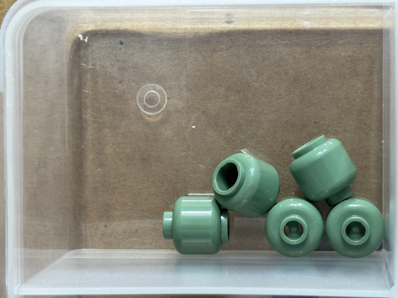 LEGO Parts - Sand Green Minifigure, Head (Plain) - No 3626 - QTY 5