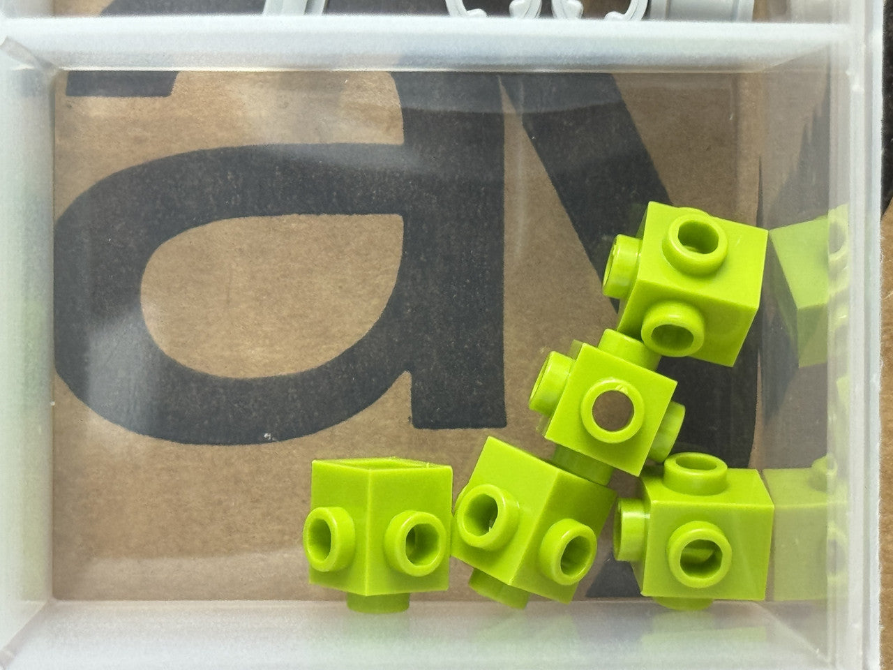LEGO Parts - Lime Brick, Modified 1 x 1 with Studs on 4 Sides - No 4733 - QTY 5