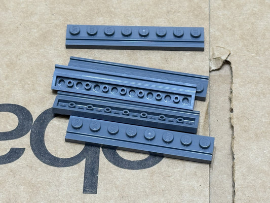 LEGO Parts - Dark Bluish Gray Plate 1 x 8 with Door Rail - No 4510 - QTY 5