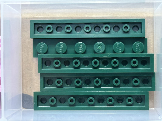 LEGO Parts - Dark Green Plate 1 x 6 - No 3666 - QTY 5