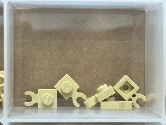 LEGO Parts - Tan Plate 1 x 1 with Open O Clip Thick - No 4085d - QTY 5