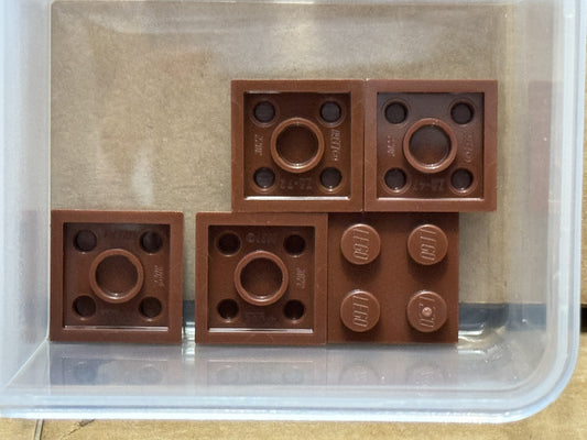 LEGO Parts - Reddish Brown Plate 2 x 2 - No 3022 - QTY 5