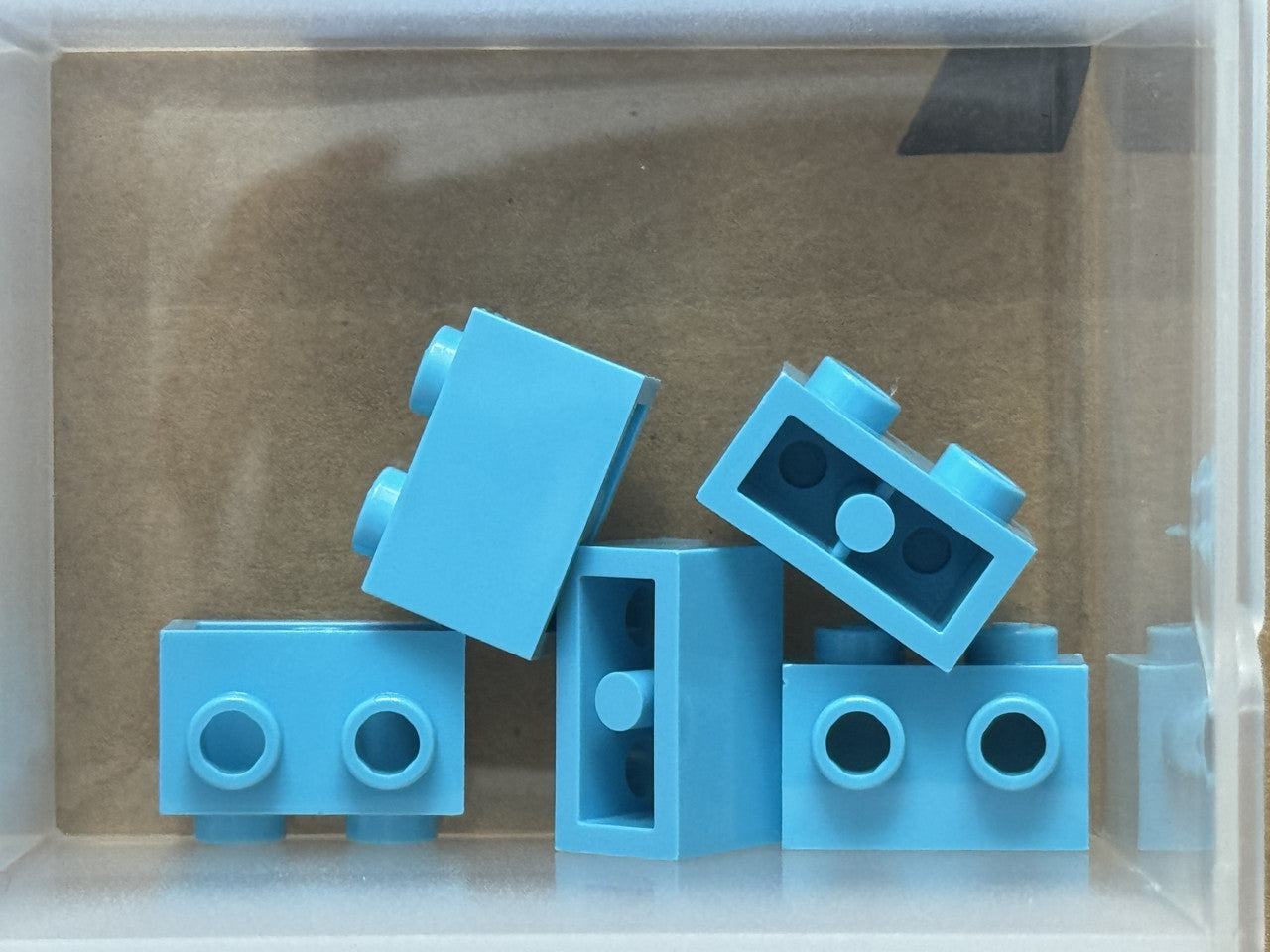 LEGO Parts - Medium Azure Brick 1 x 2 with Studs on 1 Side - No 11211 - QTY 5