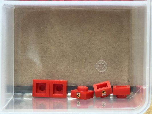 LEGO Parts - Red Plate 1 x 1 with Ferrari Emblem Pattern - No 3024pb013 - QTY 5