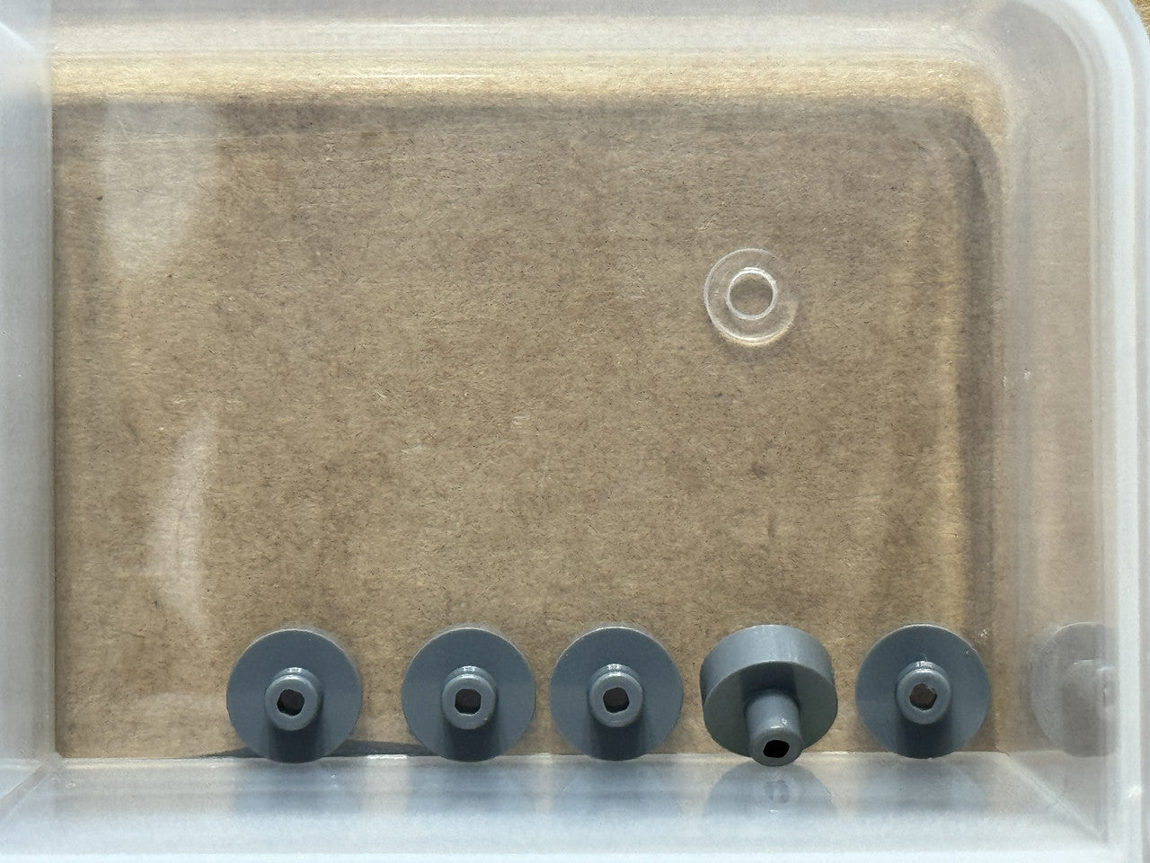 LEGO Parts - Dark Bluish Gray Tile, Round 1 x 1 Bar Pin Hole - No 20482 - QTY 5