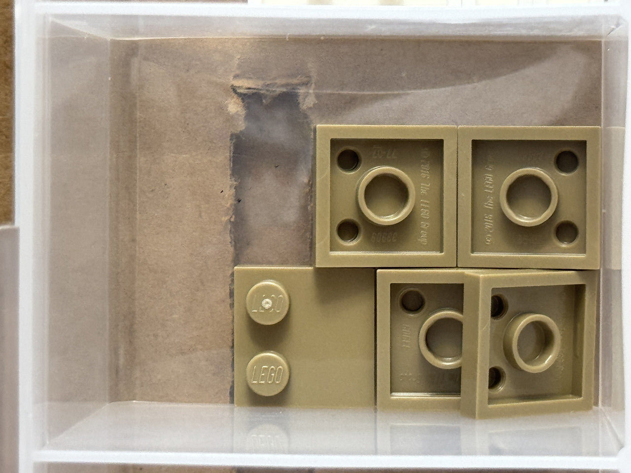 LEGO Parts - Dark Tan Tile, Modified 2 x 2 with Studs on Edge - No 33909 - QTY 5