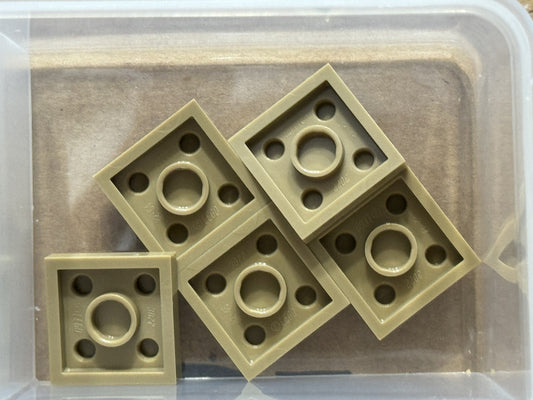 LEGO Parts - Dark Tan Plate 2 x 2 - No 3022 - QTY 5