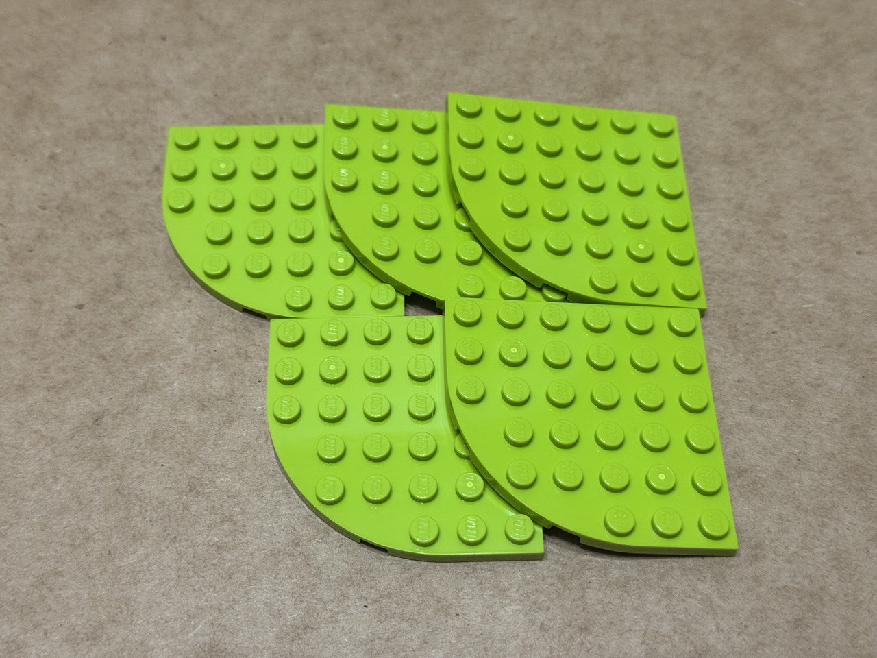 LEGO Parts - Lime Plate, Round Corner 6 x 6 - No 6003 - QTY 5