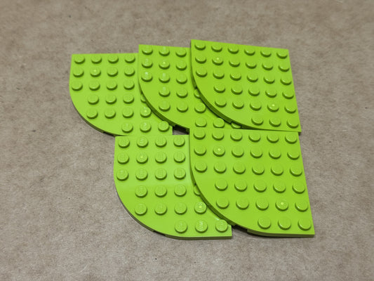LEGO Parts - Lime Plate, Round Corner 6 x 6 - No 6003 - QTY 5
