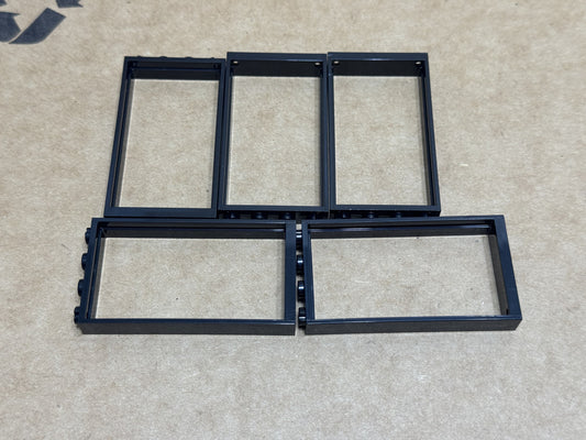 LEGO Parts - Black Door, Frame 1 x 4 x 6 - No 60596 - QTY 5