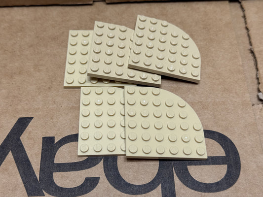 LEGO Parts - Tan Plate, Round Corner 6 x 6 - No 6003 - QTY 5