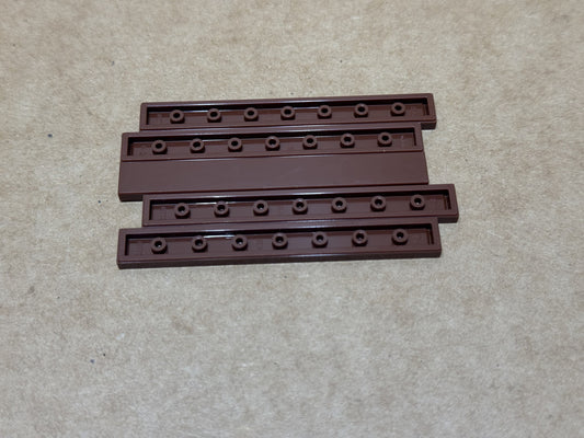 LEGO Parts - Reddish Brown Tile 1 x 8 - No 4162 - QTY 5