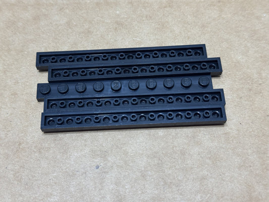 LEGO Parts - Black Plate 1 x 10 - No 4477 - QTY 5