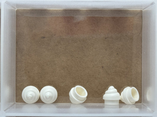 LEGO Parts - White Plate Round 1 x 1 Horizontal Swirl / Twist - No 53119 - QTY 5