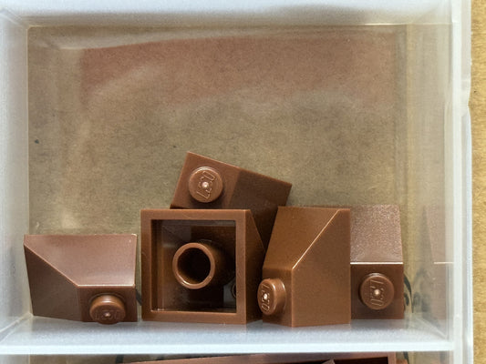 LEGO Parts - Reddish Brown Slope 45 2 x 2 Double Convex Corner - No 3045 - QTY 5