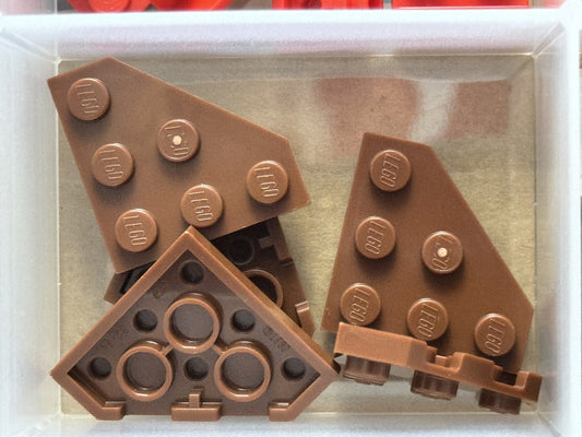 LEGO Parts - Reddish Brown Wedge, Plate 3 x 3 Cut Corner - No 2450 - QTY 5