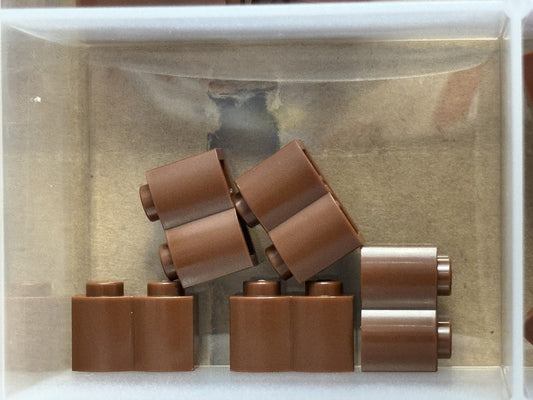 LEGO Parts - Reddish Brown Brick 1 x 2 with Log Profile - No 30136 - QTY 5