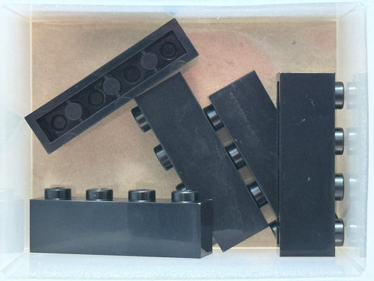 LEGO Parts - Black Brick 1 x 4 - No 3010 - QTY 5