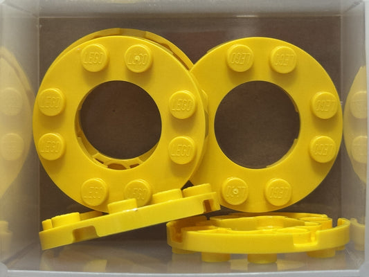 LEGO Parts - Yellow Plate Round 4 x 4 2 x 2 Round Open Center - No 11833 - QTY 5