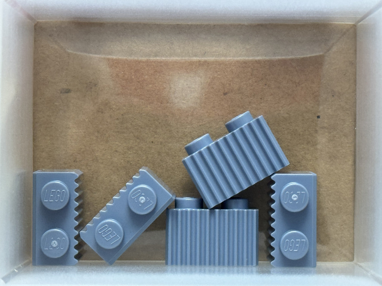LEGO Parts - Sand Blue Brick 1 x 2 Grille / Fluted Profile - No 2877 - QTY 5