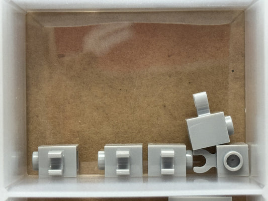 LEGO Parts - Light Bluish Gray Brick 1 x 1 with Open O Clip - No 60475b - QTY 5