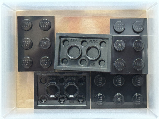 LEGO Parts - Black Plate 2 x 3 - No 3021 - QTY 5